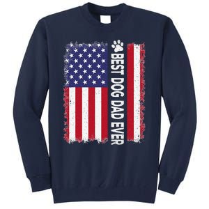 Best Dog Dad Ever American Flag Funny Daddy Father Dog Lover Tall Sweatshirt