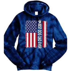 Best Dog Dad Ever American Flag Funny Daddy Father Dog Lover Tie Dye Hoodie