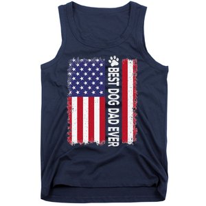 Best Dog Dad Ever American Flag Funny Daddy Father Dog Lover Tank Top