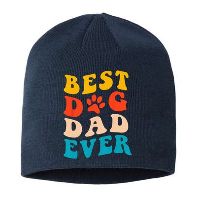 Best Dog Dad Ever Fathers Day Dog Dad Retro Vintage Sustainable Beanie