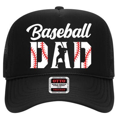 Baseball Dad - Dad Baseball High Crown Mesh Back Trucker Hat