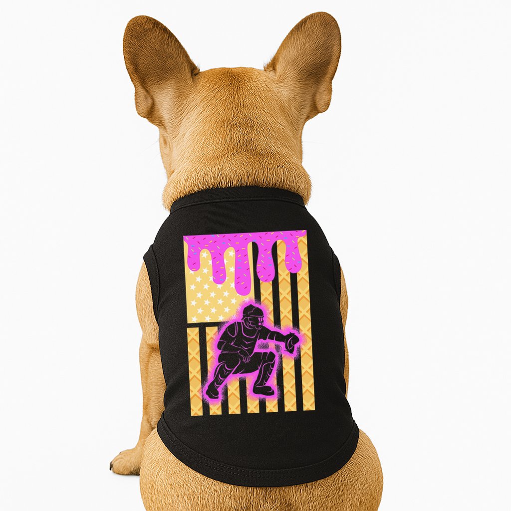 Baseball Drip Dripping Ice Cream Baseball American Flag Doggie Tank