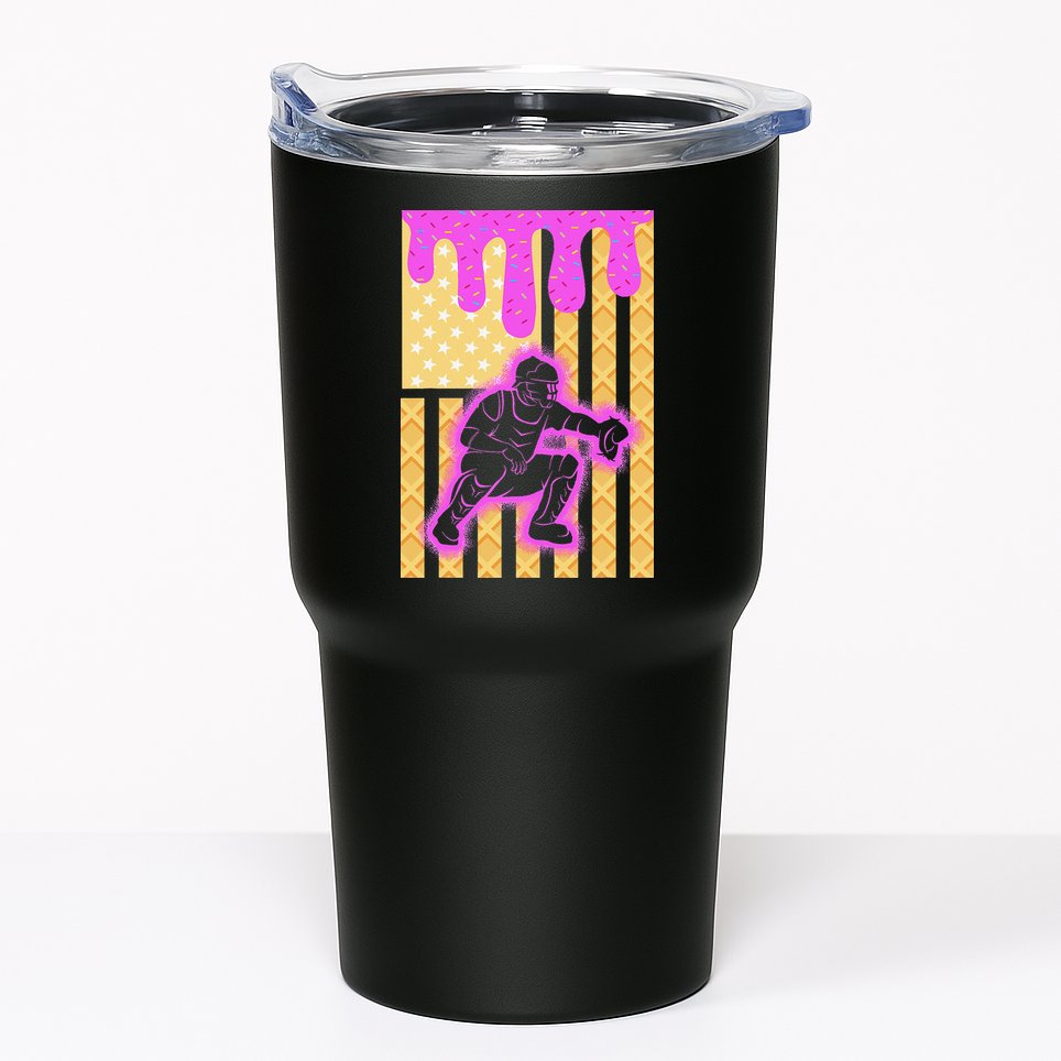 Baseball Drip Dripping Ice Cream Baseball American Flag Tumbler