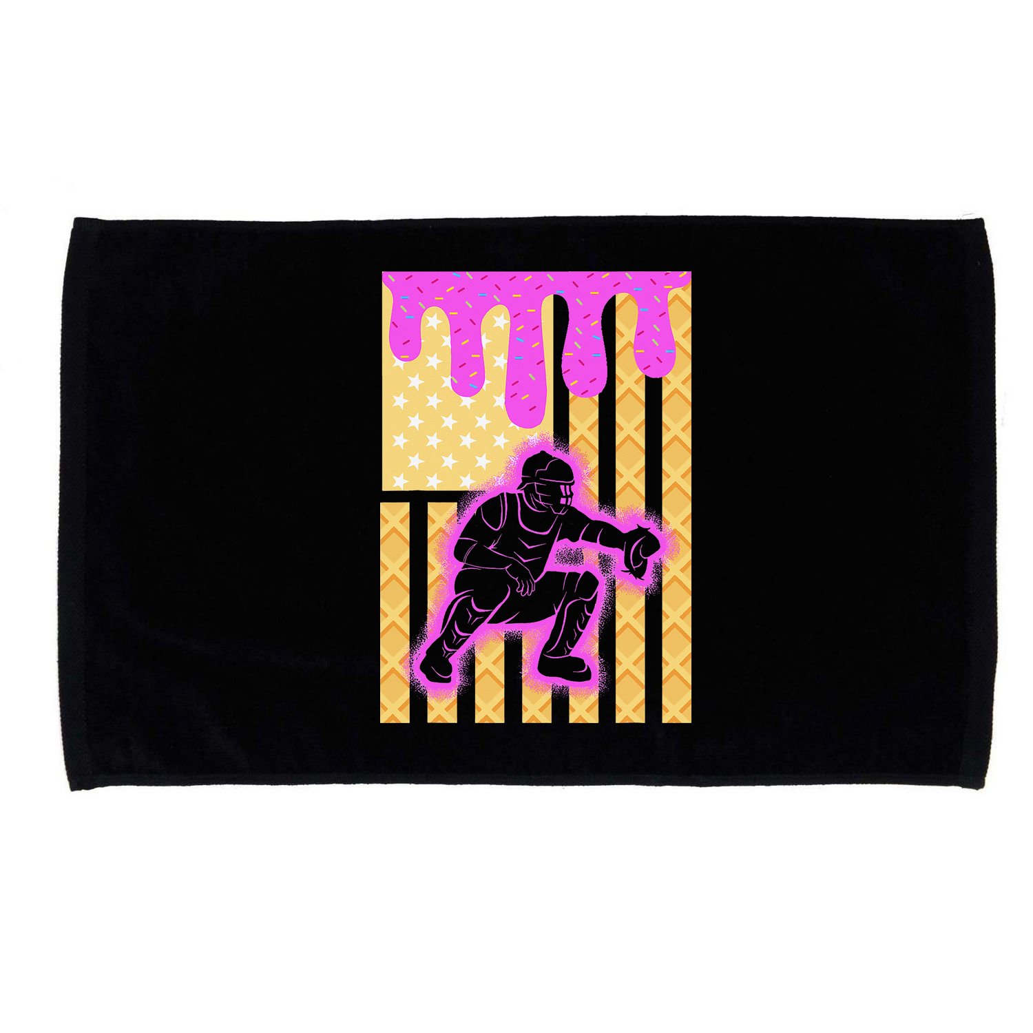 Baseball Drip Dripping Ice Cream Baseball American Flag Microfiber Hand Towel