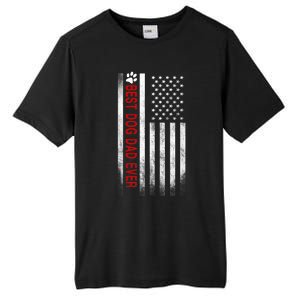 Best Dog Dad Ever American Flag Gift For Best Father Tall Fusion ChromaSoft Performance T-Shirt