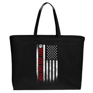 Best Dog Dad Ever American Flag Gift For Best Father Cotton Canvas Jumbo Tote