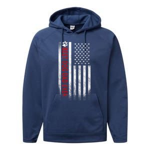 Best Dog Dad Ever American Flag Gift For Best Father Performance Fleece Hoodie