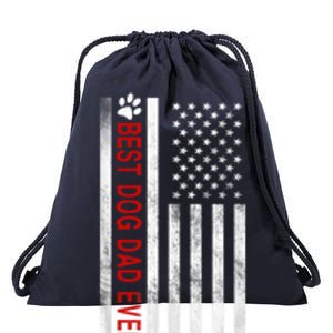 Best Dog Dad Ever American Flag Gift For Best Father Drawstring Bag