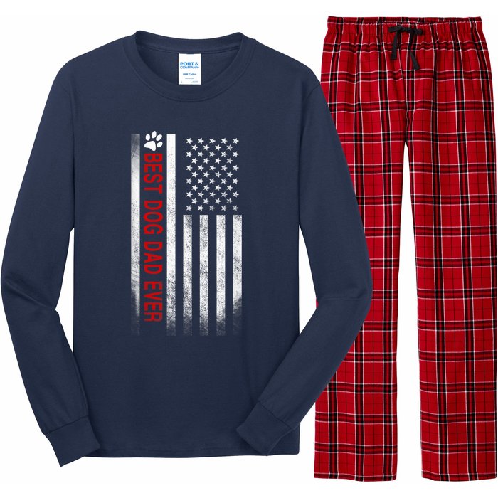 Best Dog Dad Ever American Flag Gift For Best Father Long Sleeve Pajama Set