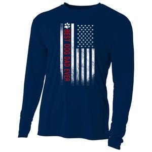 Best Dog Dad Ever American Flag Gift For Best Father Cooling Performance Long Sleeve Crew