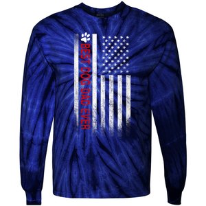 Best Dog Dad Ever American Flag Gift For Best Father Tie-Dye Long Sleeve Shirt