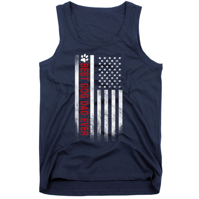 Best Dog Dad Ever American Flag Gift For Best Father Tank Top