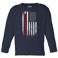 Best Dog Dad Ever American Flag Gift For Best Father Toddler Long Sleeve Shirt