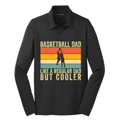 Basketball Dad Design Father Day Basketball Father Gift Silk Touch Performance Long Sleeve Polo