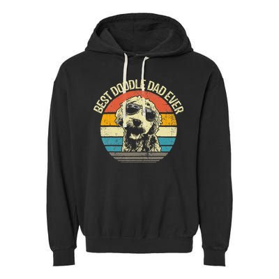 Best Doodle Dad Ever Funny Goldendoodle Dad Vintage Gifts  Garment-Dyed Fleece Hoodie