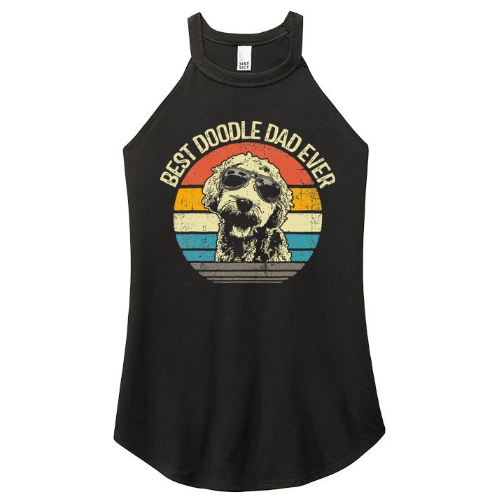 Best Doodle Dad Ever Funny Goldendoodle Dad Vintage Gifts  Women's Perfect Tri Rocker Tank