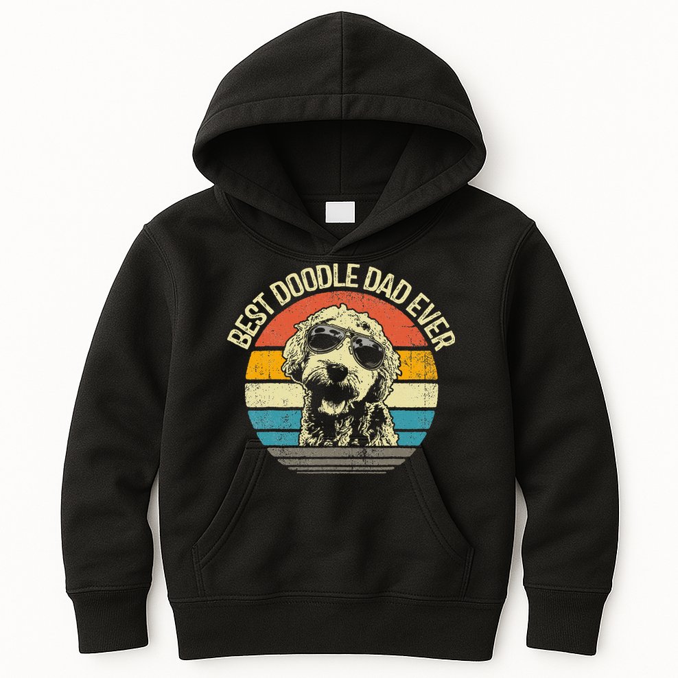 Best Doodle Dad Ever Funny Goldendoodle Dad Vintage Gifts  Kids Hoodie