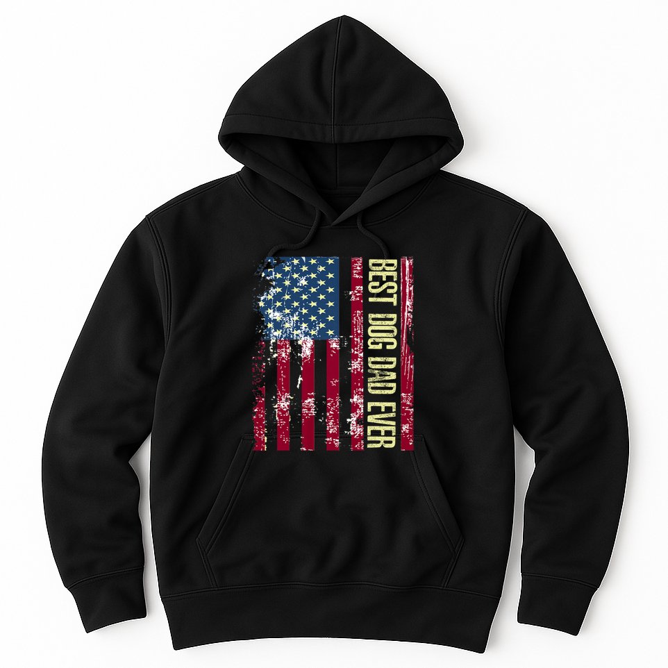 Best Dog Dad Ever Gift American Flag Fathers Day Hoodie