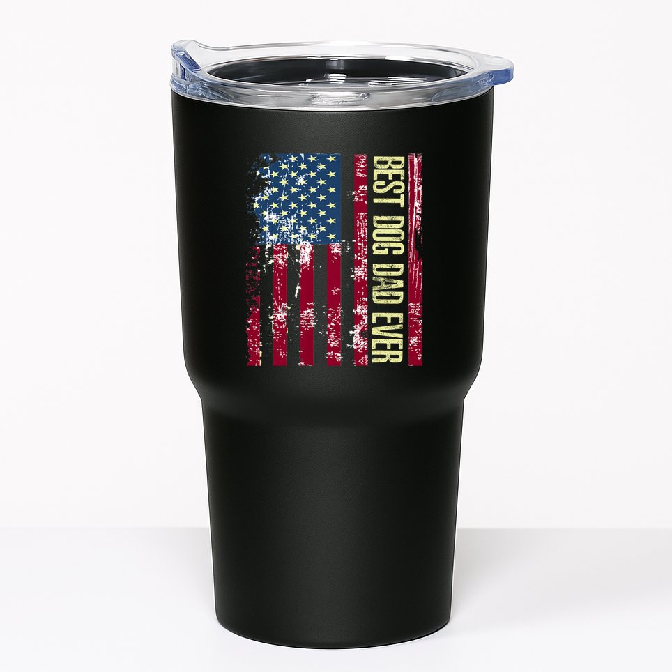 Best Dog Dad Ever Gift American Flag Fathers Day Tumbler