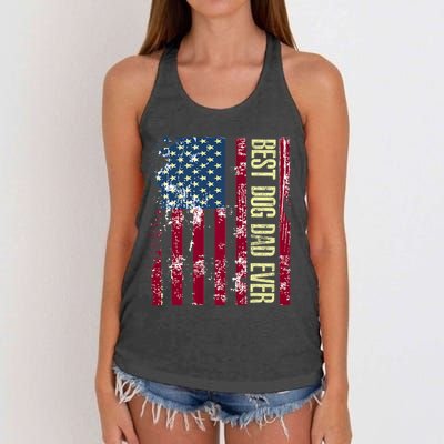 Best Dog Dad Ever Gift American Flag Fathers Day Women's Knotted Racerback Tank