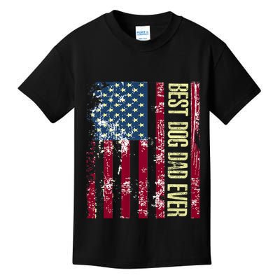 Best Dog Dad Ever Gift American Flag Fathers Day Kids T-Shirt