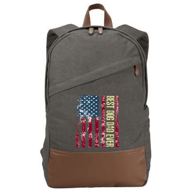 Best Dog Dad Ever Gift American Flag Fathers Day Cotton Canvas Backpack
