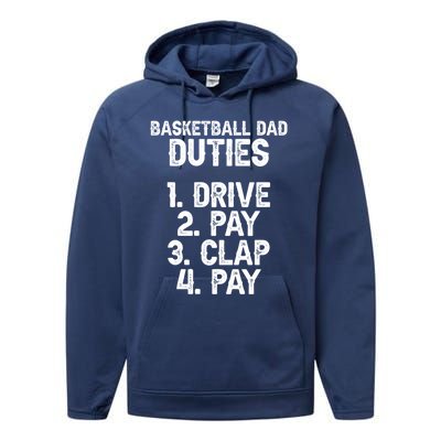 Basketball Dad Duties Dad Of A Basketball Player Father Cute Gift Performance Fleece Hoodie