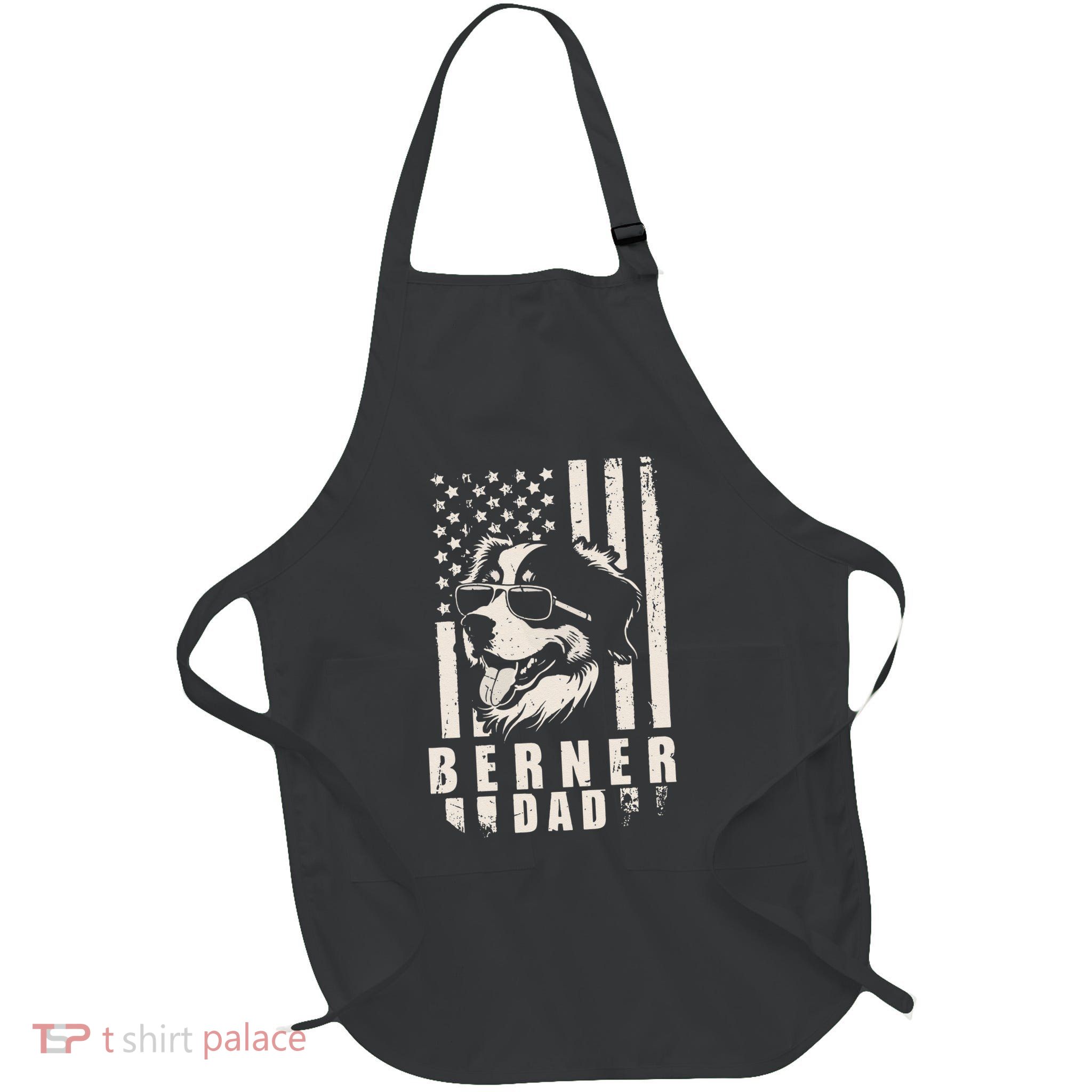 Berner Dog Dad American Flag Gifts For Best Father Daddy Full-Length Apron With Pockets