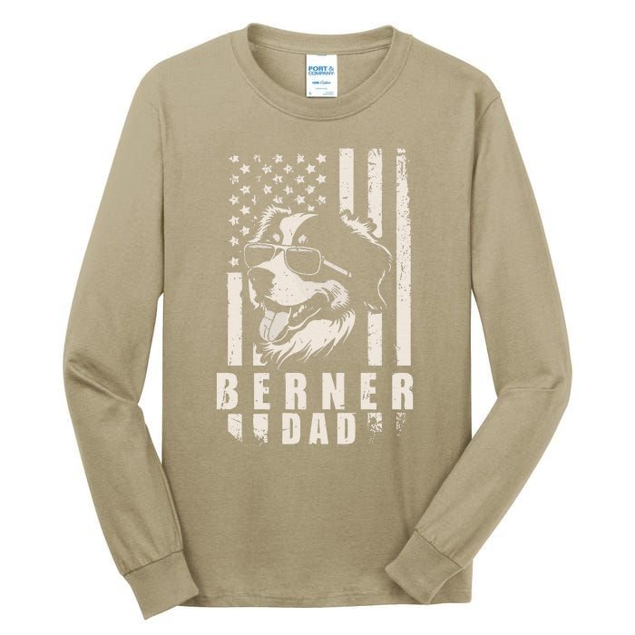 Berner Dog Dad American Flag Gifts For Best Father Daddy Tall Long Sleeve T-Shirt