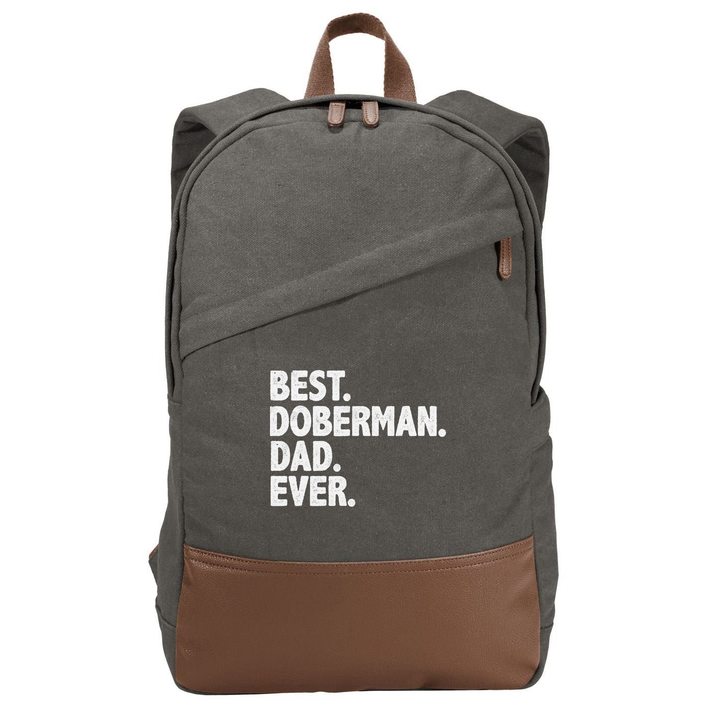 Best Doberman Dad Ever Funny Dog Owner Father's Day Cotton Canvas Backpack