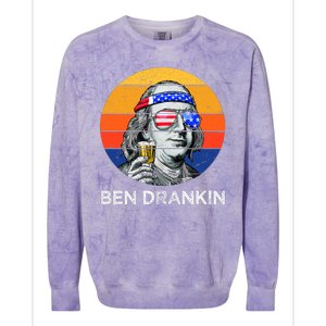 Ben Drankin Drinking Funny 4th Of July USA Merica America Colorblast Crewneck Sweatshirt