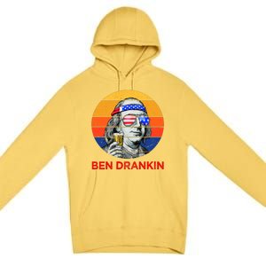 Ben Drankin Drinking Funny 4th Of July USA Merica America Premium Pullover Hoodie