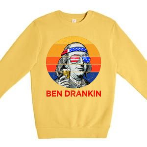 Ben Drankin Drinking Funny 4th Of July USA Merica America Premium Crewneck Sweatshirt