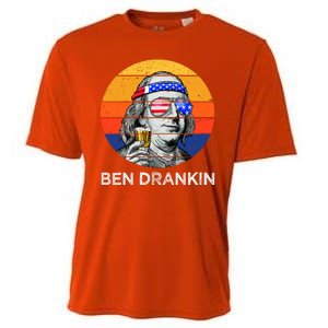 Ben Drankin Drinking Funny 4th Of July USA Merica America Cooling Performance Crew T-Shirt