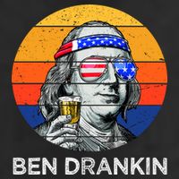 Ben Drankin Drinking Funny 4th Of July USA Merica America 7 Panel Mesh Trucker Snapback Hat