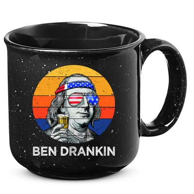Ben Drankin Drinking Funny 4th Of July USA Merica America 15oz Campfire Ceramic Mug