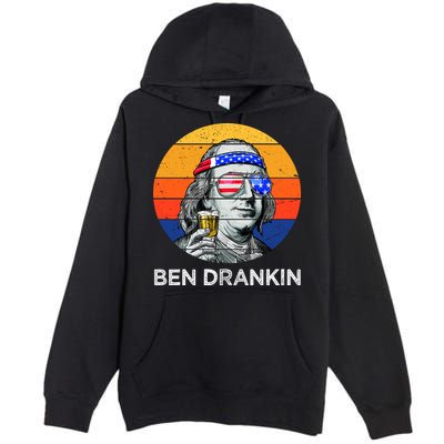 Ben Drankin Drinking Funny 4th Of July USA Merica America Premium Pullover Hoodie