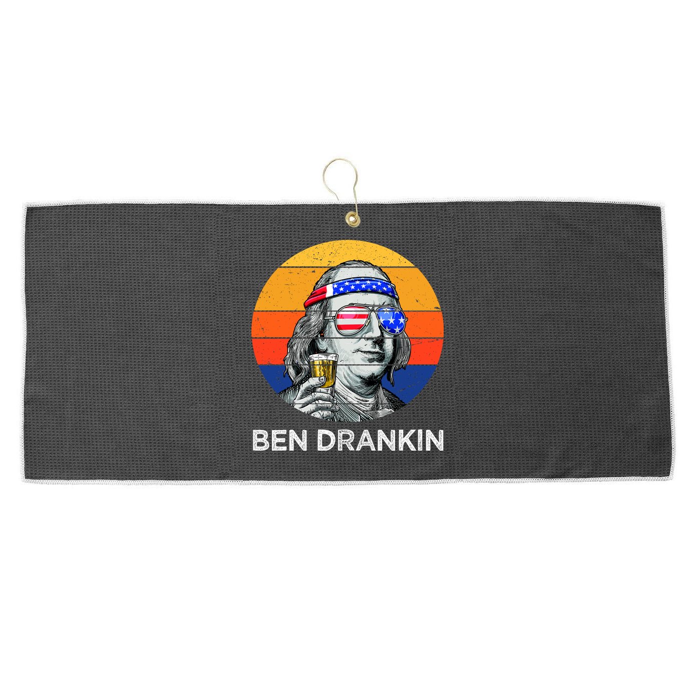 Ben Drankin Drinking Funny 4th Of July USA Merica America Large Microfiber Waffle Golf Towel