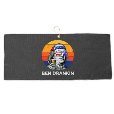 Ben Drankin Drinking Funny 4th Of July USA Merica America Large Microfiber Waffle Golf Towel