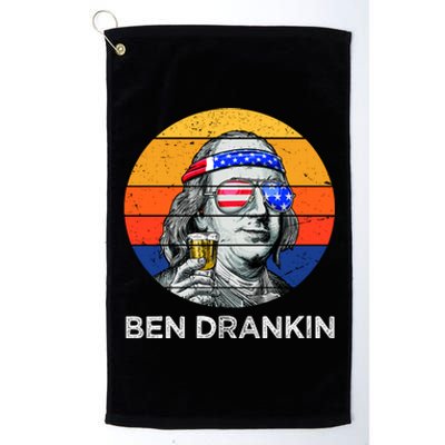 Ben Drankin Drinking Funny 4th Of July USA Merica America Platinum Collection Golf Towel