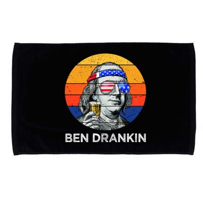 Ben Drankin Drinking Funny 4th Of July USA Merica America Microfiber Hand Towel