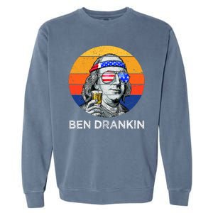 Ben Drankin Drinking Funny 4th Of July USA Merica America Garment-Dyed Sweatshirt