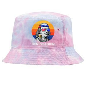 Ben Drankin Drinking Funny 4th Of July USA Merica America Tie-Dyed Bucket Hat