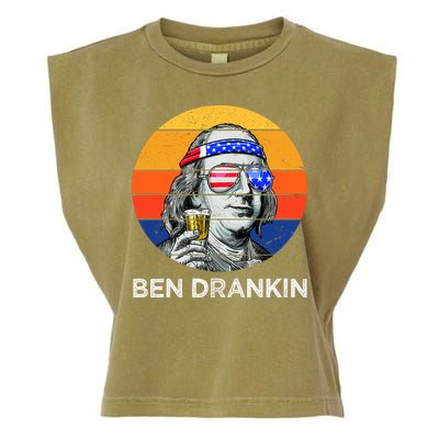 Ben Drankin Drinking Funny 4th Of July USA Merica America Garment-Dyed Women's Muscle Tee