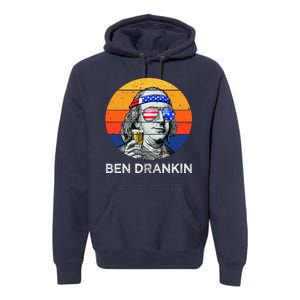 Ben Drankin Drinking Funny 4th Of July USA Merica America Premium Hoodie