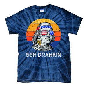 Ben Drankin Drinking Funny 4th Of July USA Merica America Tie-Dye T-Shirt