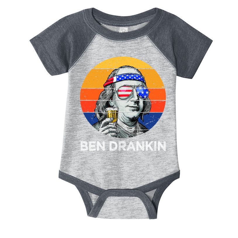 Ben Drankin Drinking Funny 4th Of July USA Merica America Infant Baby Jersey Bodysuit