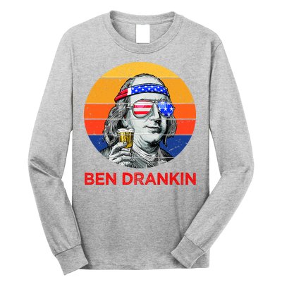 Ben Drankin Drinking Funny 4th Of July USA Merica America Long Sleeve Shirt
