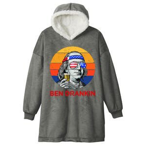 Ben Drankin Drinking Funny 4th Of July USA Merica America Hooded Wearable Blanket