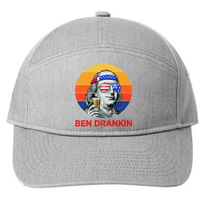 Ben Drankin Drinking Funny 4th Of July USA Merica America 7-Panel Snapback Hat